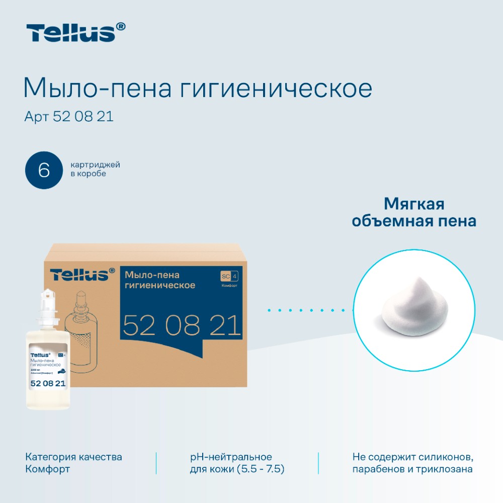Мыло-пена Tellus Комфорт, 1 л, гигиеническое, SC4