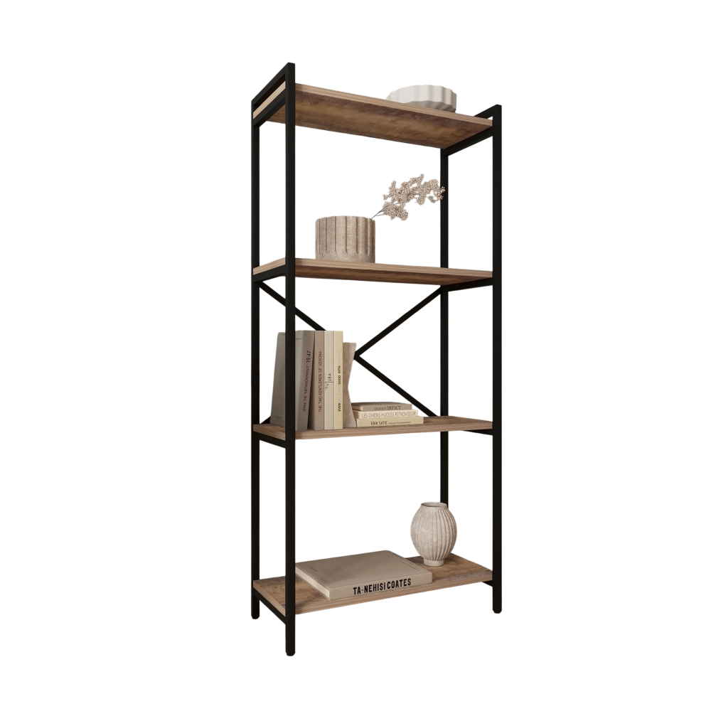 Стеллаж ALLERD RION, черный муар, 675х300х1500, австралийское дерево