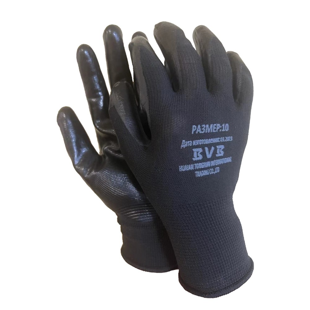 Перчатки трикотажные п/э BVB с рельефным латексным покрытием