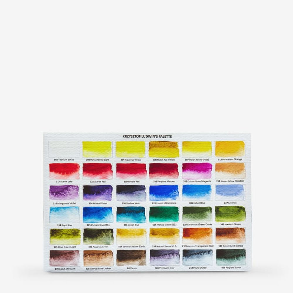 Набор акварельных красок "Aquarius. Krzystof Ludwin master set", 36 цветов, кюветы