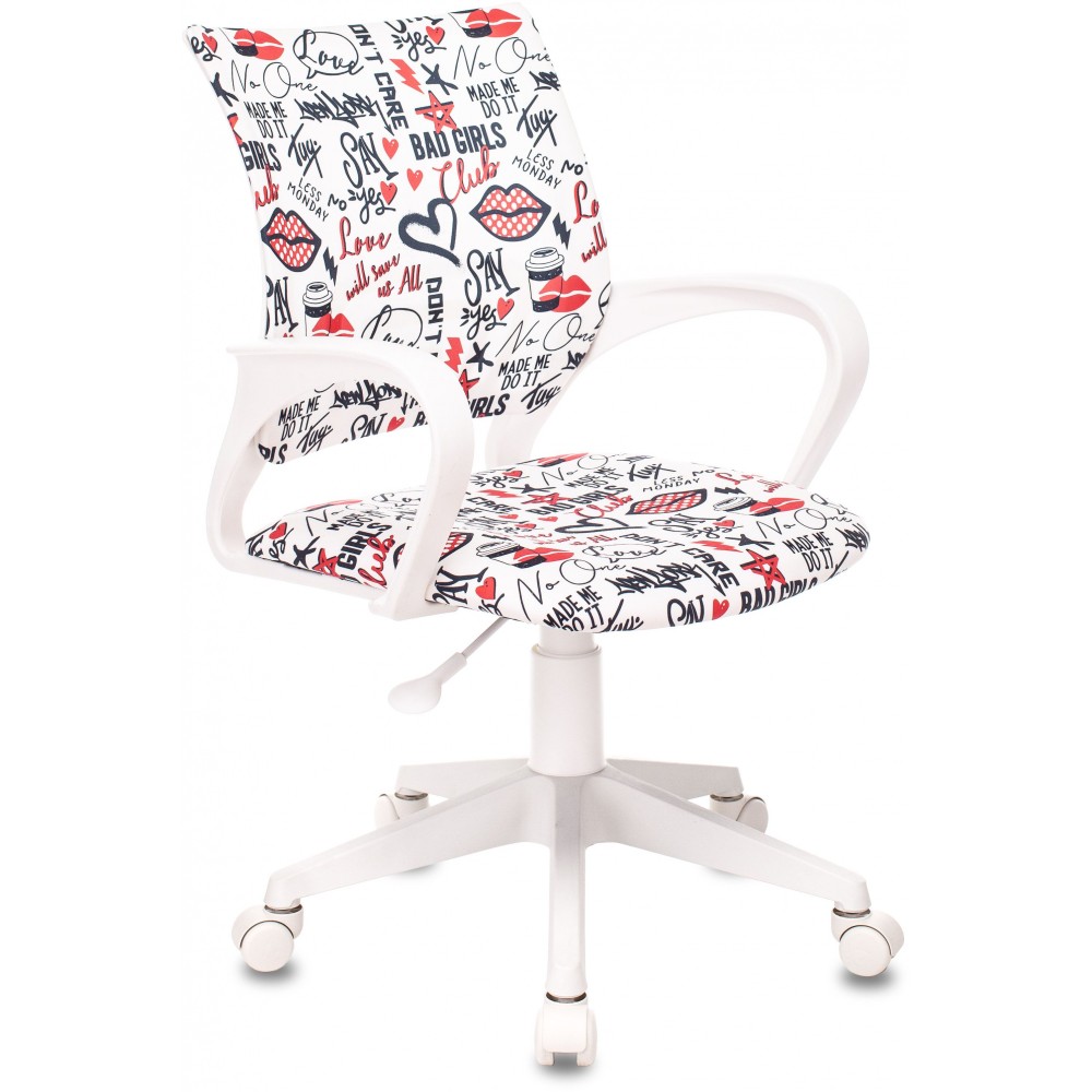 Кресло детское Бюрократ BUROKIDS 1 W, ткань, пластик, красные губы