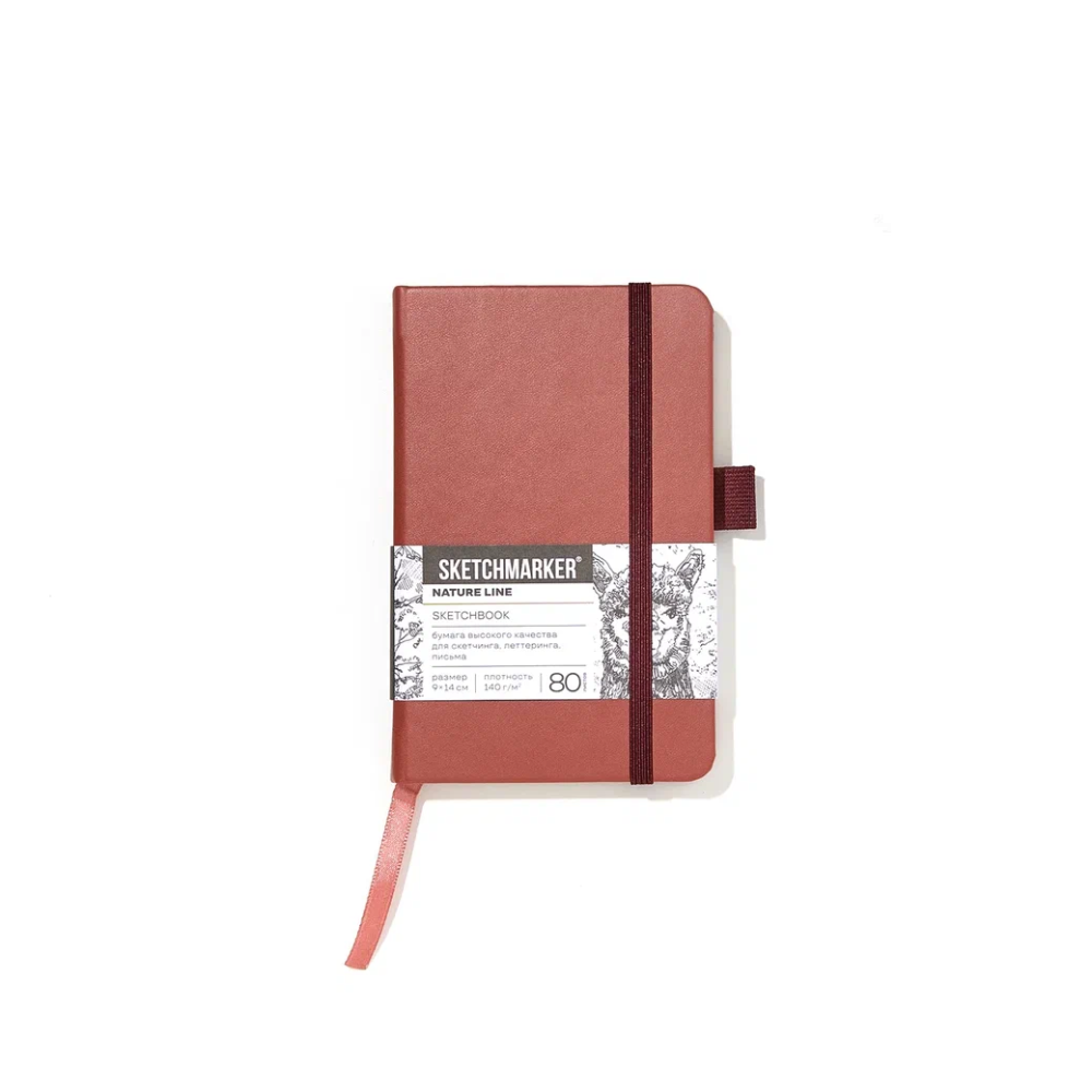 Скетчбук "Sketchmarker", 9х14 см, 140 г/м2, 80 листов, красный винтаж