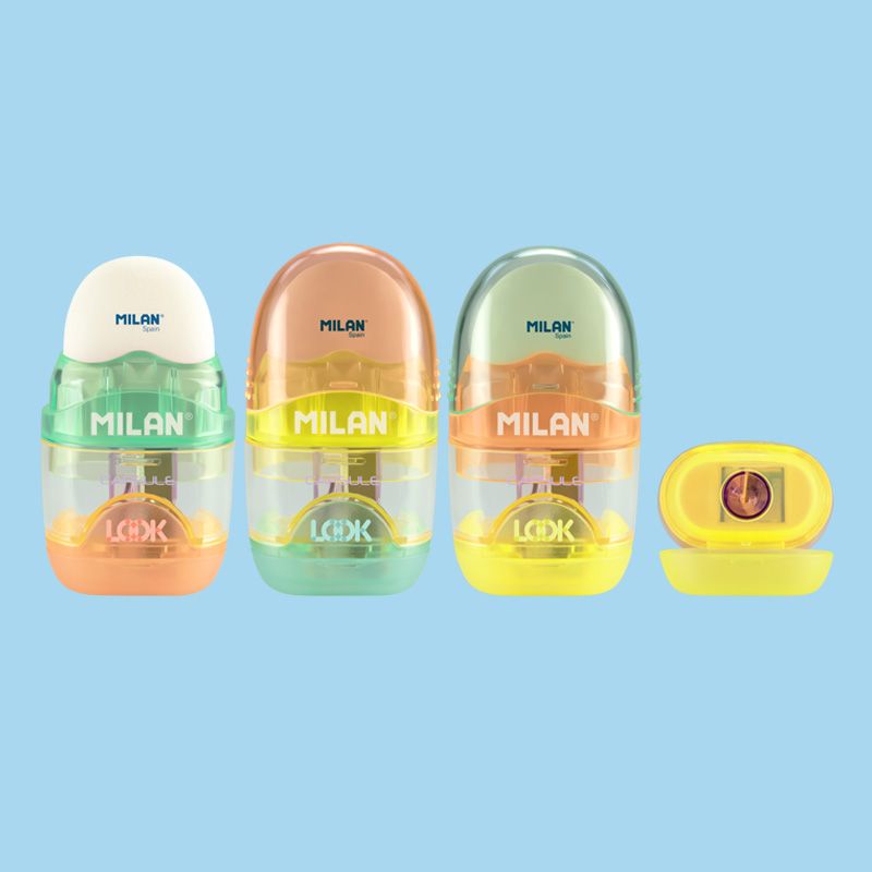 Ластик-точилка Milan "Capsule New Look", контейнером, 1 отверстие, ассорти - 5