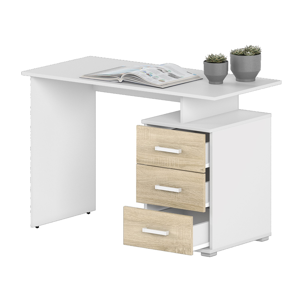 Коллекция ОСЛО Стол письменный Д-СП1, 1150х550х750, белый, дуб сонома