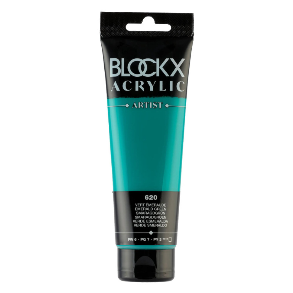 Краски акриловые "Blockx", 620 изумрудный зеленый, 120 мл