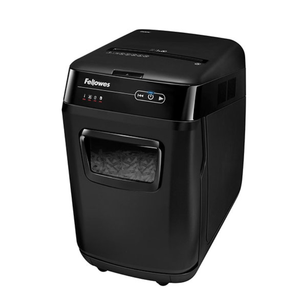 Уничтожитель Fellowes AutoMax 200M, микрорезка, автоподача, DIN P-5, 2х14 мм, 200 листов, 32 литра