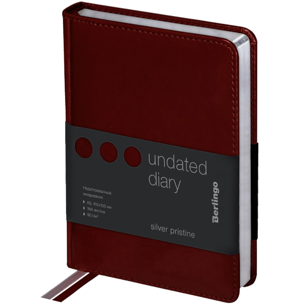 Ежедневник недатированный "Silver Pristine", А6, 320 страниц, коричневый