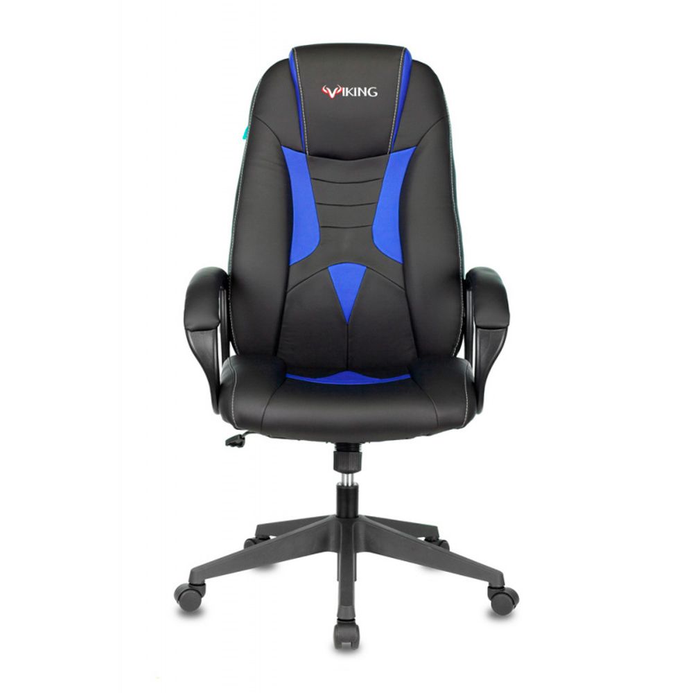 Кресло игровое Бюрократ "Zombie 8", экокожа, пластик, черный, синий