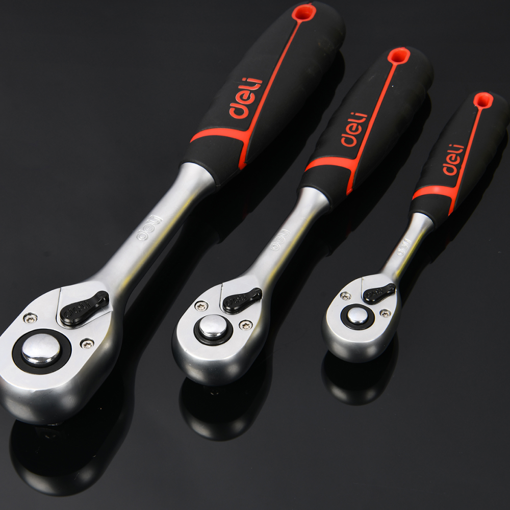 Ключ-трещотка Deli RS EDQ43802, 1/2", 250 мм, 72 зуба