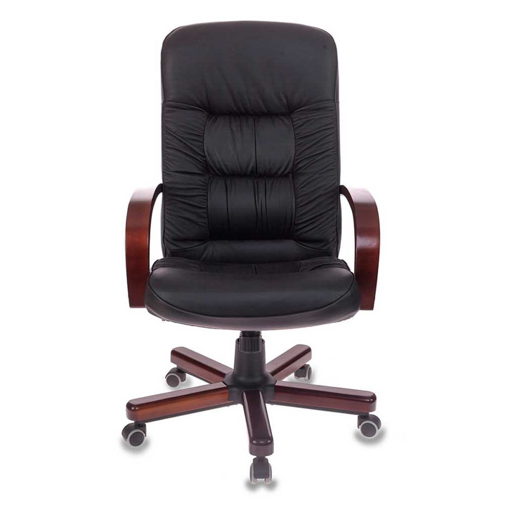 Кресло для руководителя Бюрократ "T-9908/WALNUT", металл, кожа, черный - 2