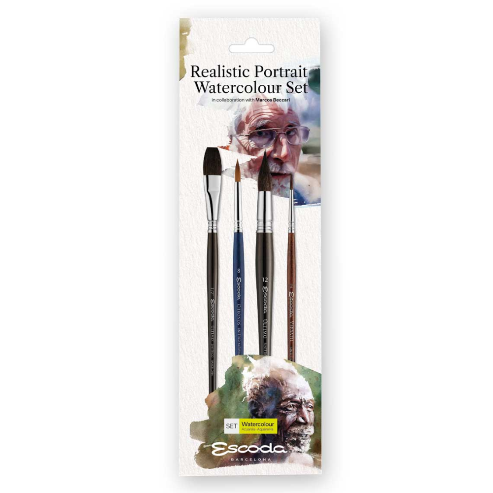 Набор кистей "Escoda. Realistic portrait watercolor set", набор 4 шт