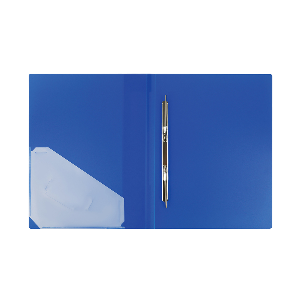 Папка-скоросшиватель А-611 "Стандарт" с карманом, пластик, синий