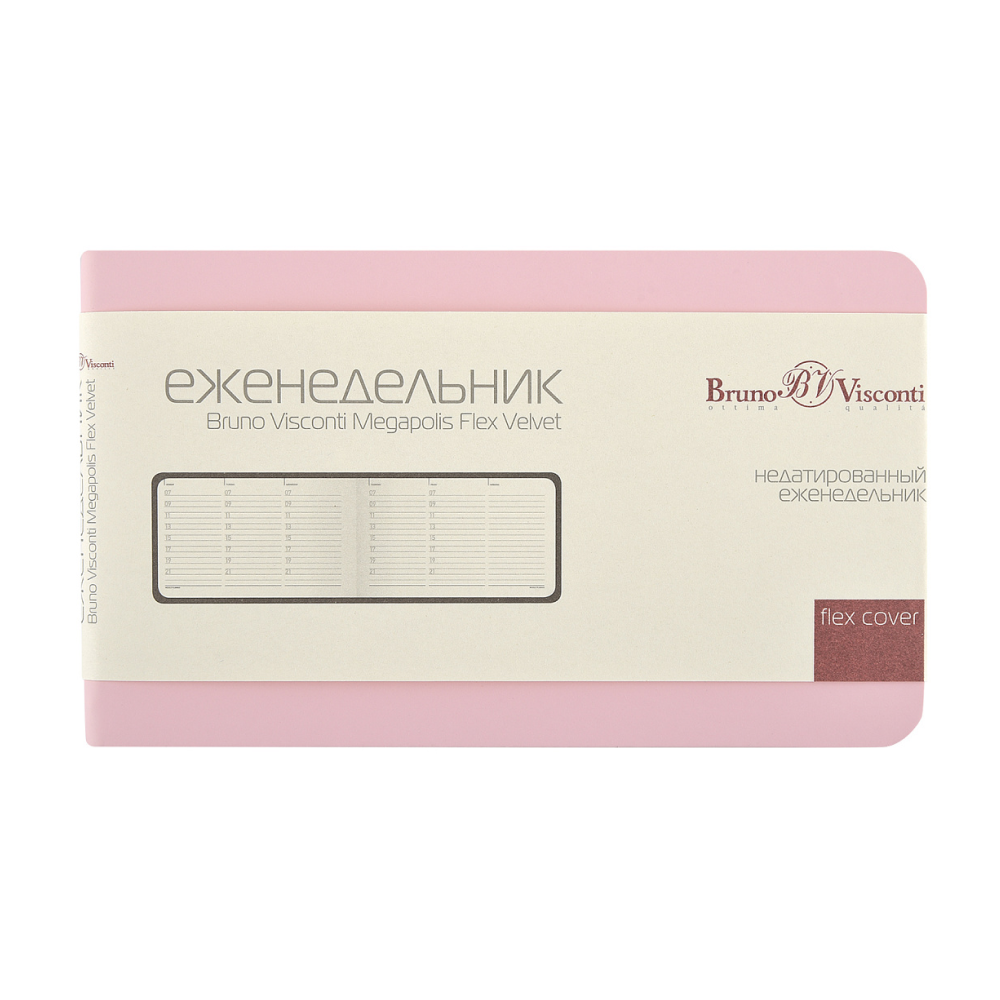 Еженедельник недатированный "Megapolis Velvet Flex", А6, 160 страниц, зефирный розовый