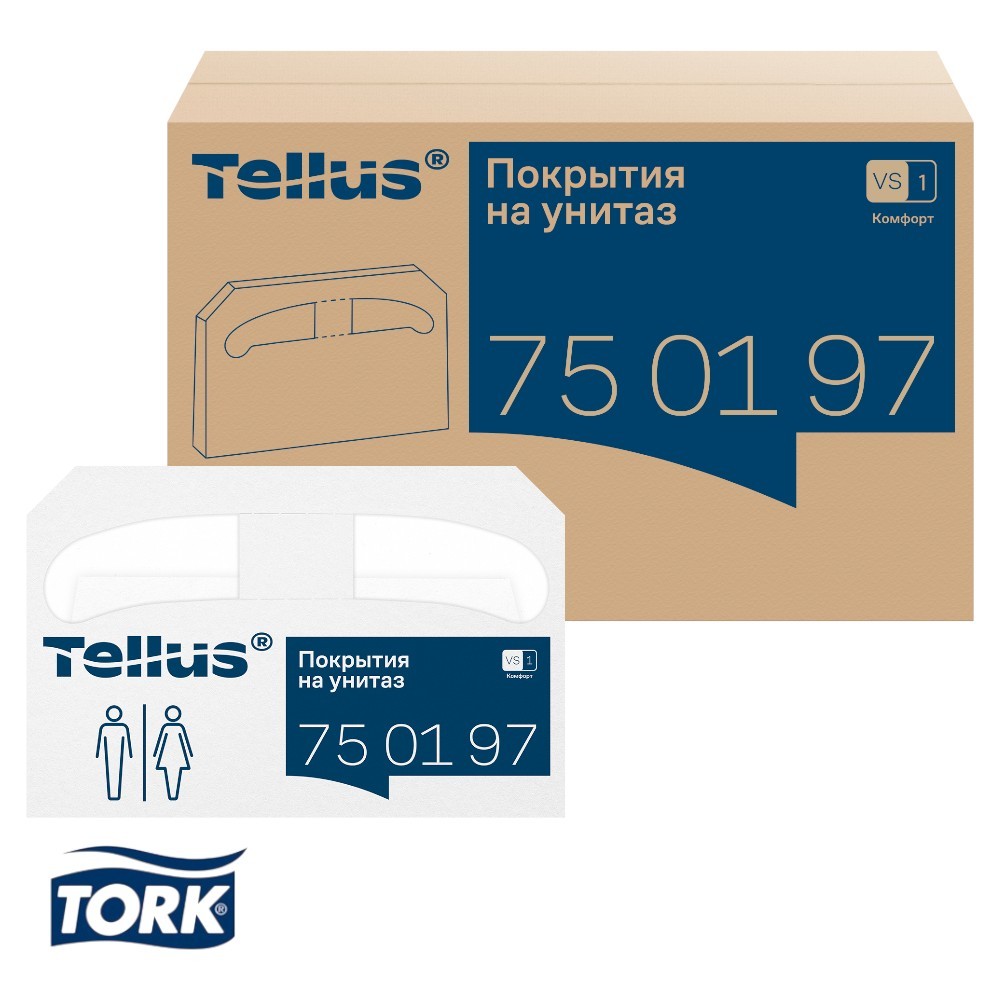 Покрытия бумажные индивидуальные на унитаз Tellus Комфорт, 1/2 сложение, 250 шт/упак, VS1