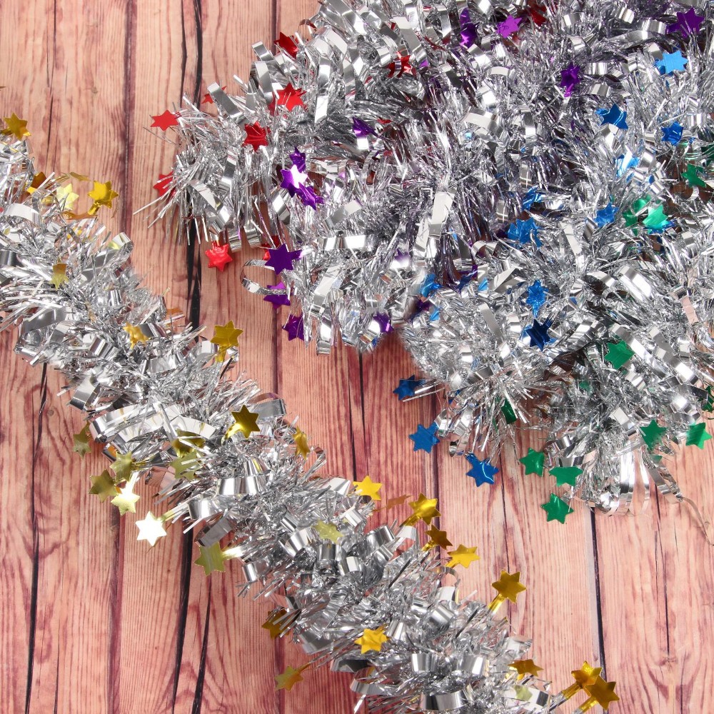 Гирлянда-мишура "Глянец звёзды", d7 см х 2 м, ассорти