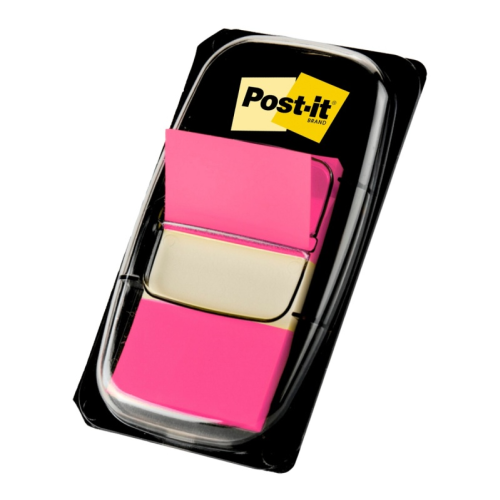 Закладки пластиковые "3М", 25х43 мм, 50 шт, ярко-розовый, в диспенсере