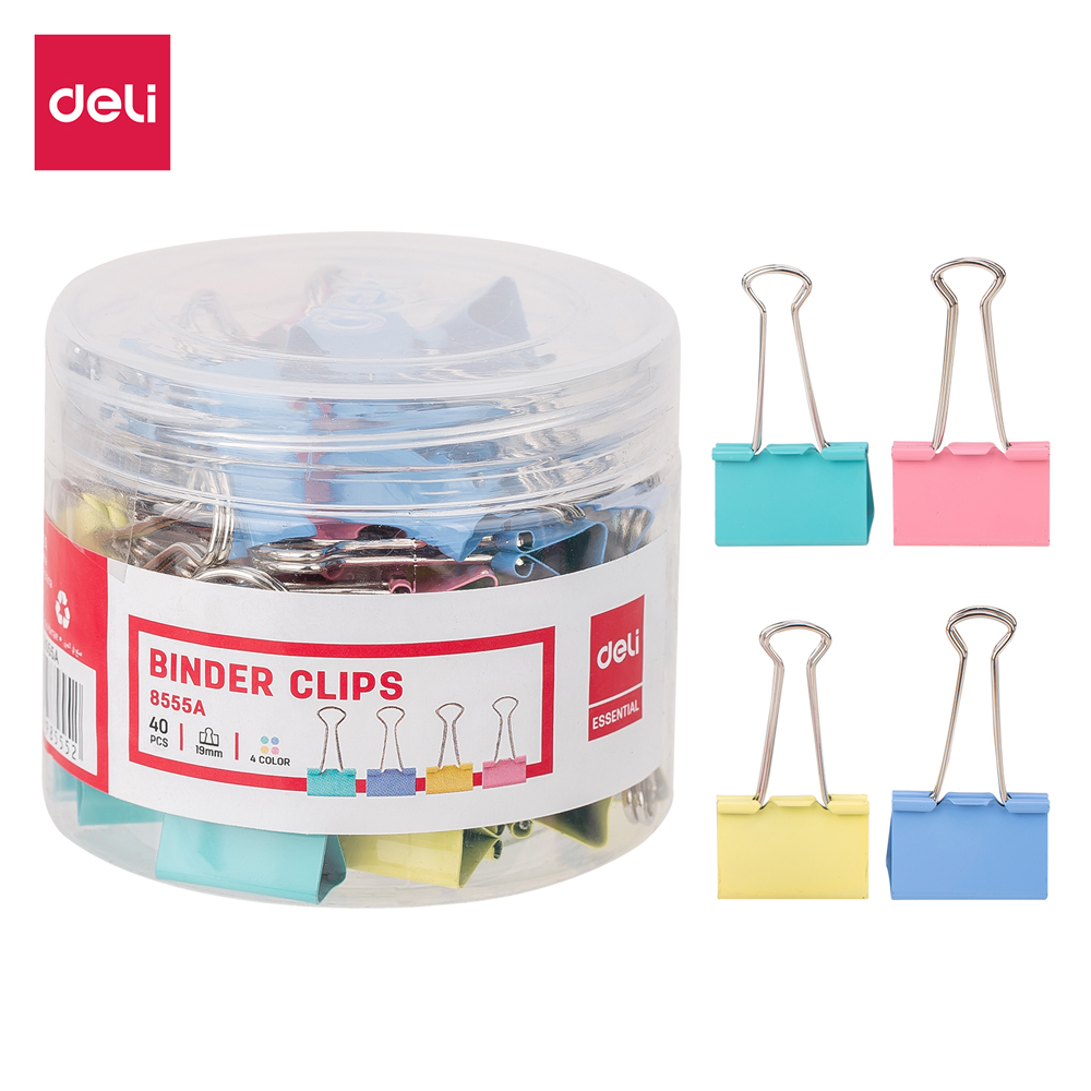 Зажим для бумаг "Deli", 19 мм, 40 штук, ассорти
