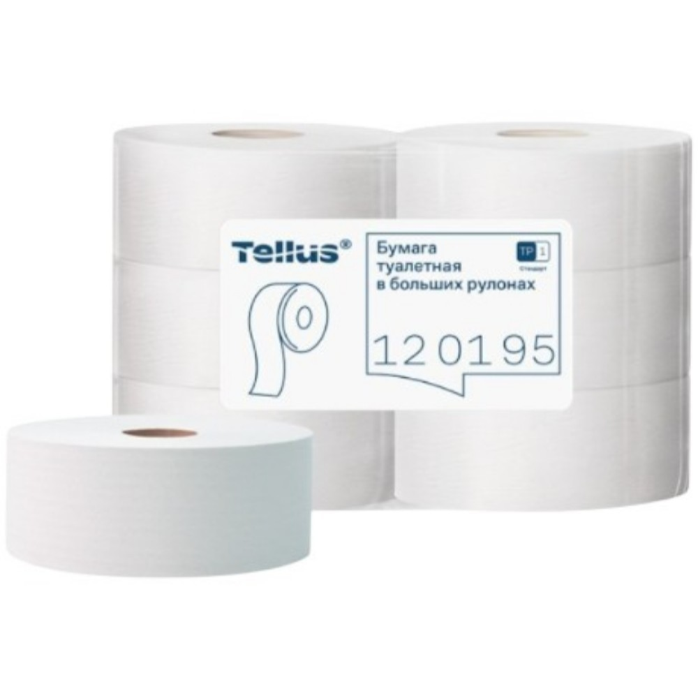 Бумага туалетная Tellus Стандарт ТP1, в больших рулонах, 525 м, 1 слой
