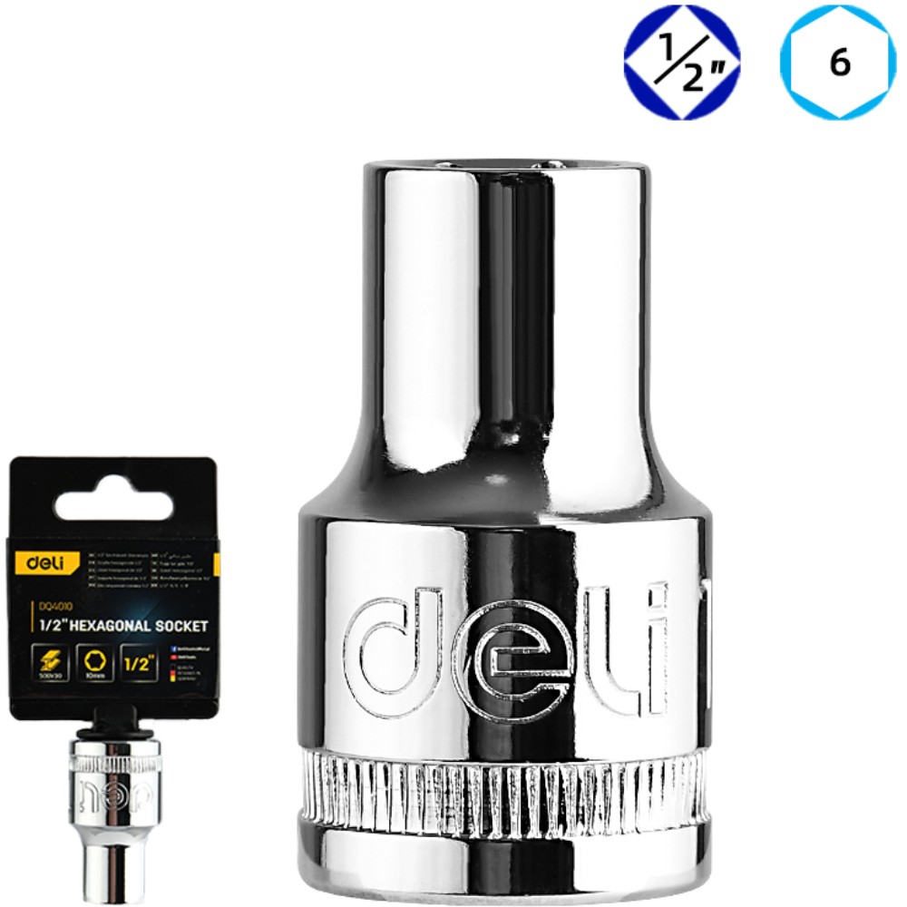 Головка торцевая шестигранная Deli YS EDQ4010 1/2", 10 мм, серебристый