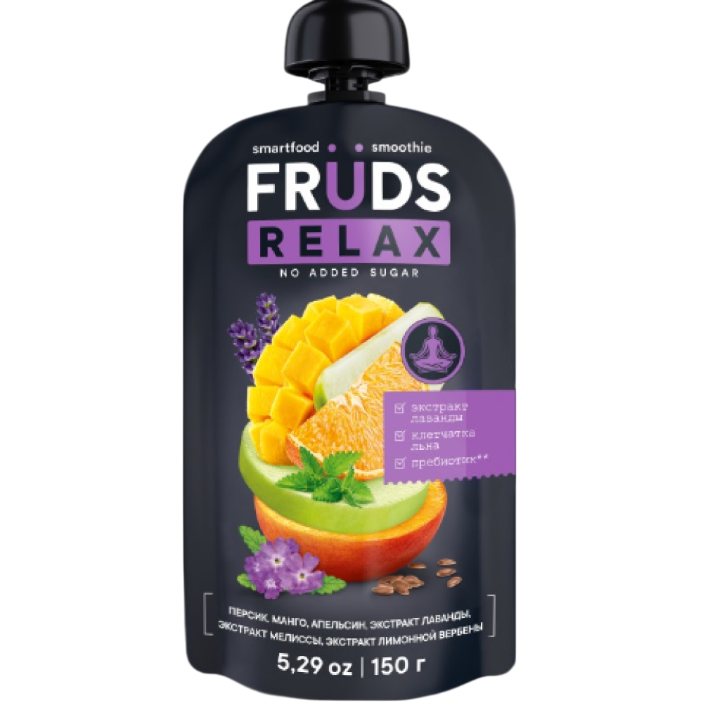 Пюре фруктовое "Smartfood smoothie fruds", вкус яблоко, персик и манго