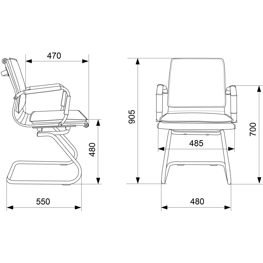 Кресло на полозьях "Бюрократ Ch-993-Low-V", экокожа, слоновая кость, металл хром - 4