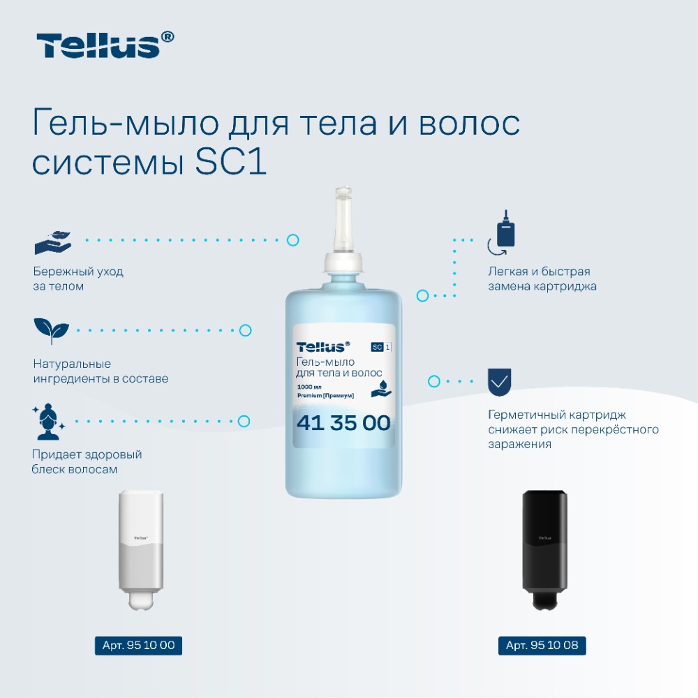 Мыло-гель Tellus Премиум для тела и волос 1 л, SC1 - 12