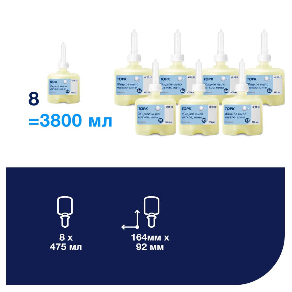 Мыло жидкое TORK Комфорт S2 мини, 475 мл, мягкое (420512) - 4