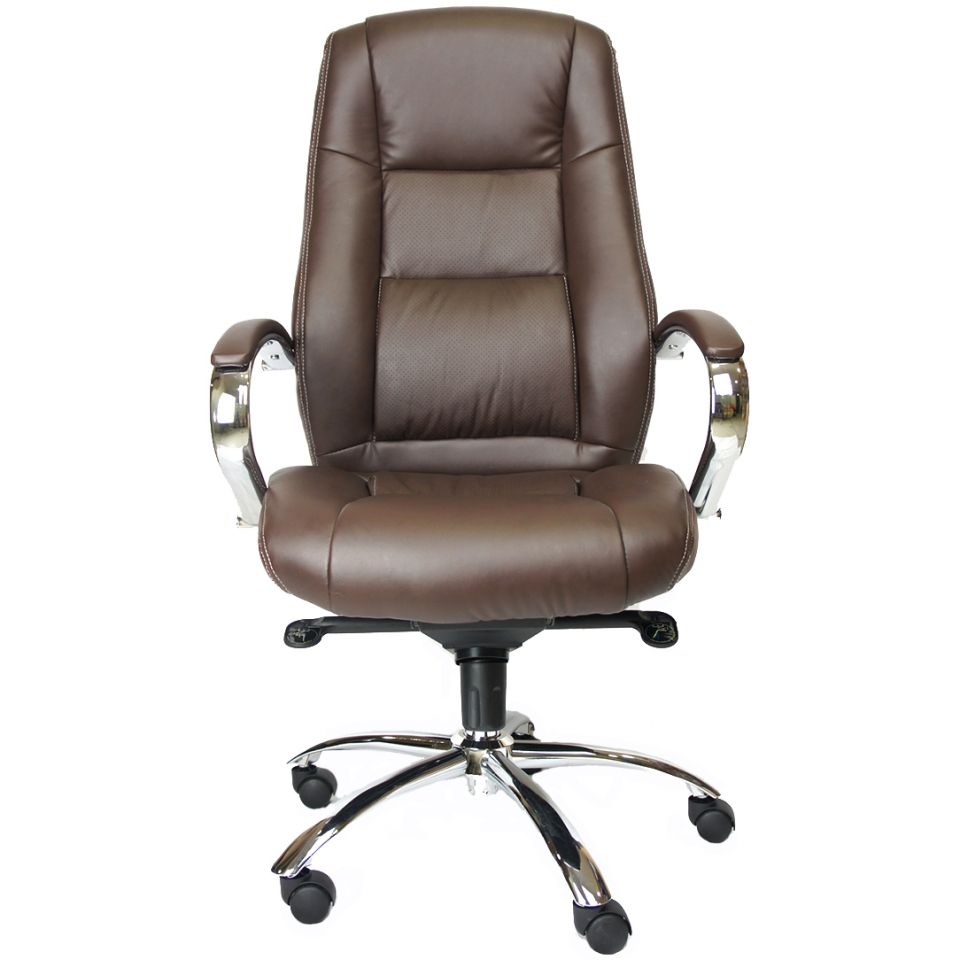 Кресло для руководителя "Kron", экокожа, металл, коричневый