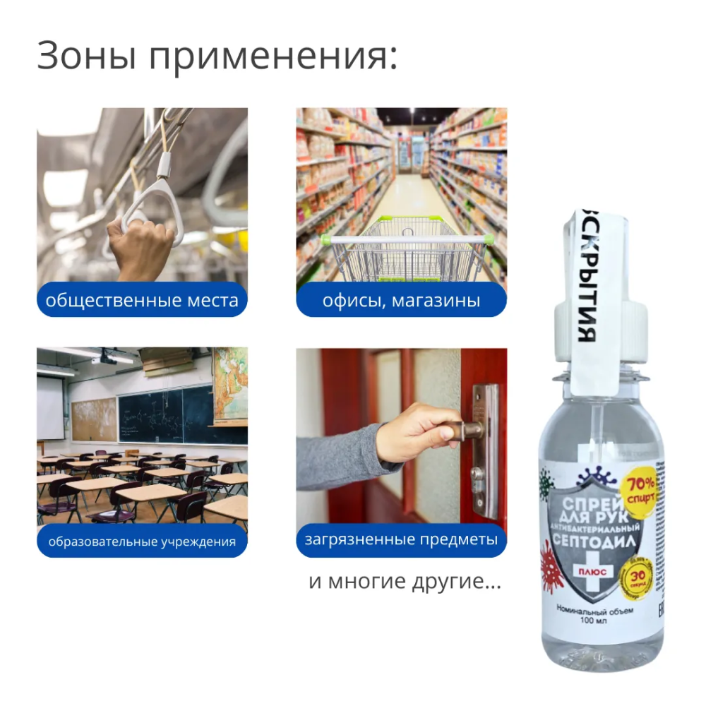 Средство дезинфицирующее для рук "Септодил Плюс", 100 мл, спрей