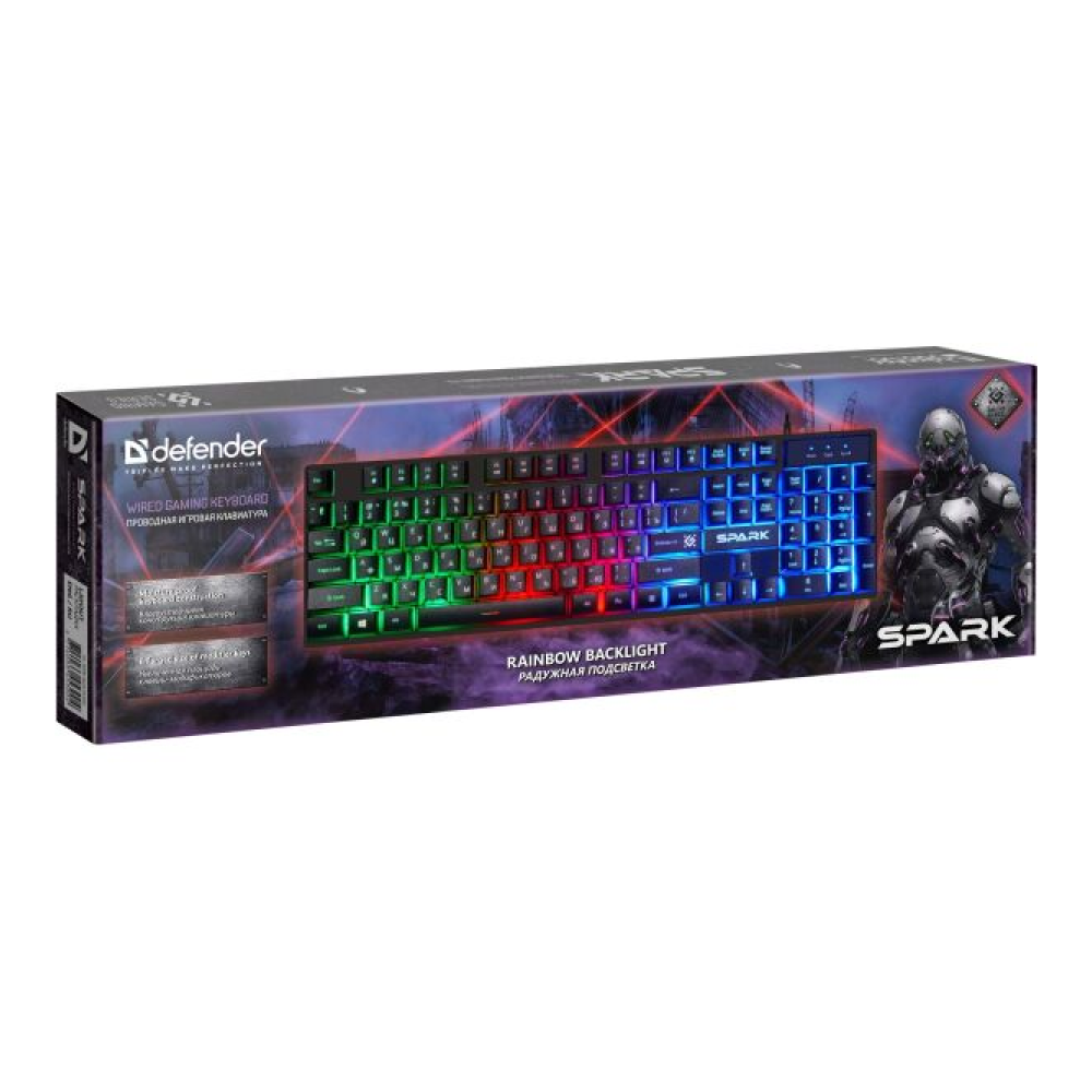 Клавиатура Defender "Spark GK-300L RU", радужная подсветка, черная   - 3