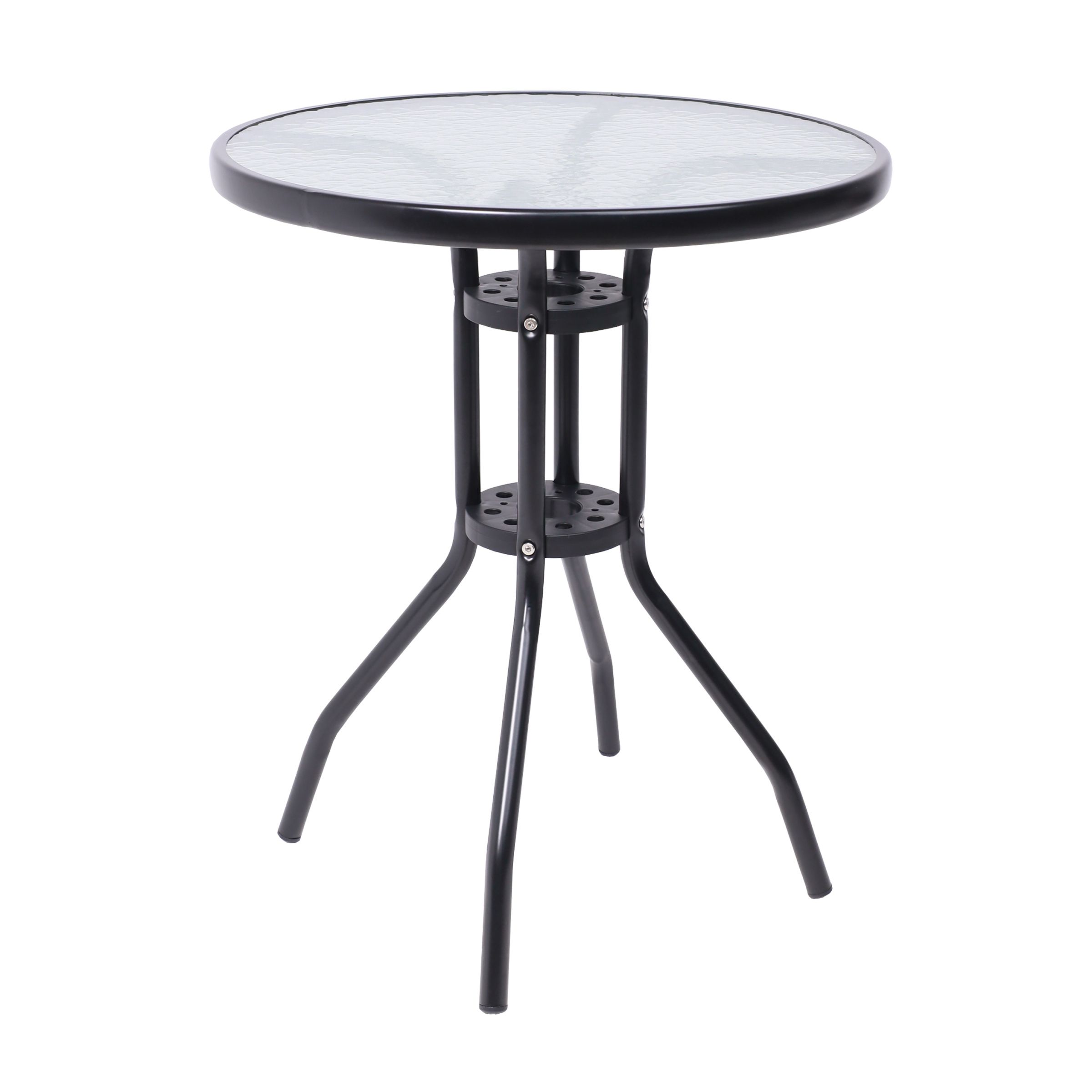 Стол садовый VERONA, 600х600х730 мм, сталь, черная, закаленное стекло 5мм