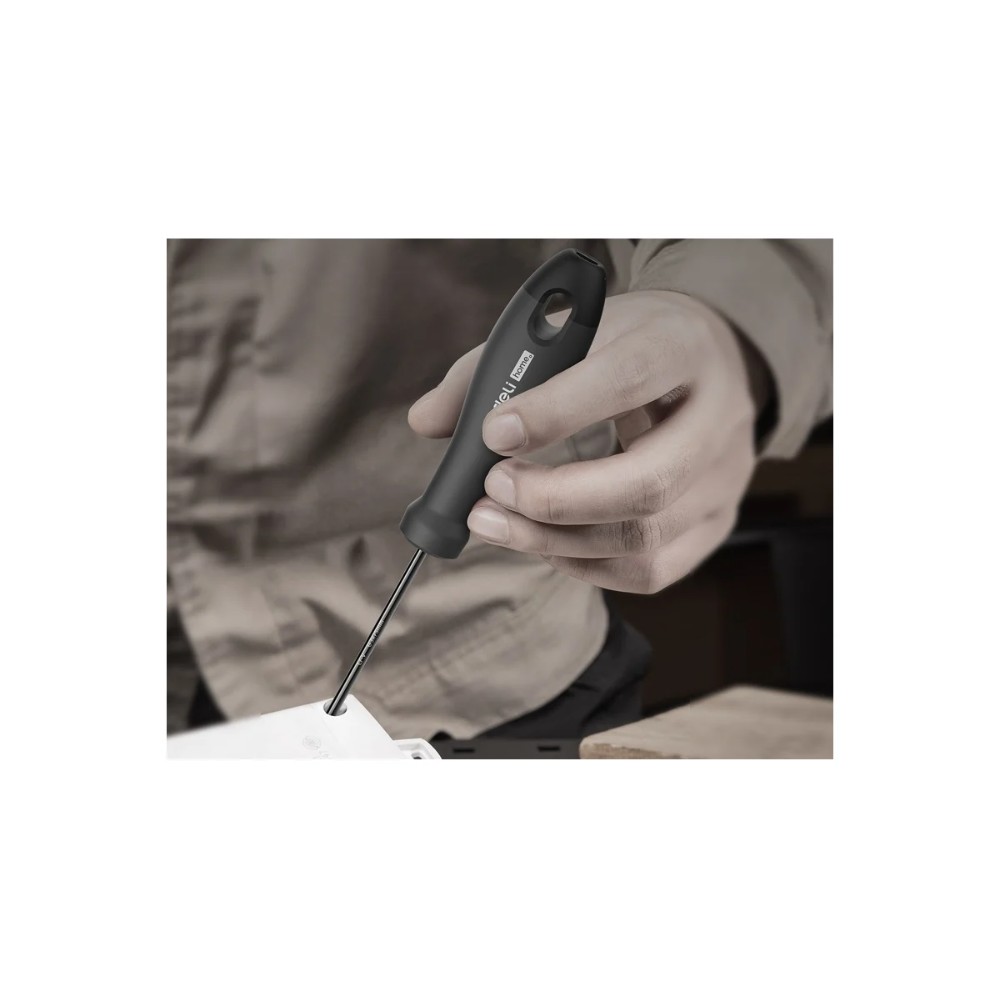 Отвертка Deli HS EHT1103, SL3х75 мм, Soft Touch, черный