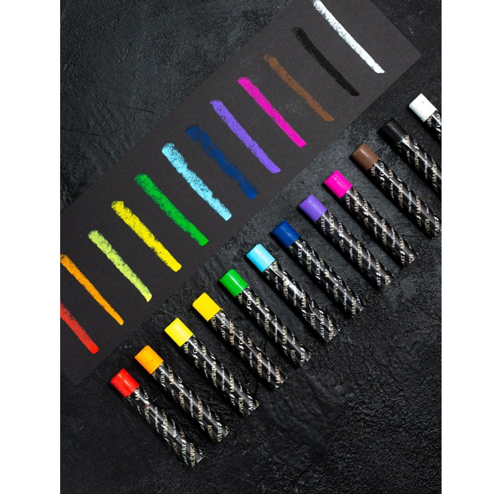 Пастель масляная "Малевичъ" профессиональная, 12 цветов