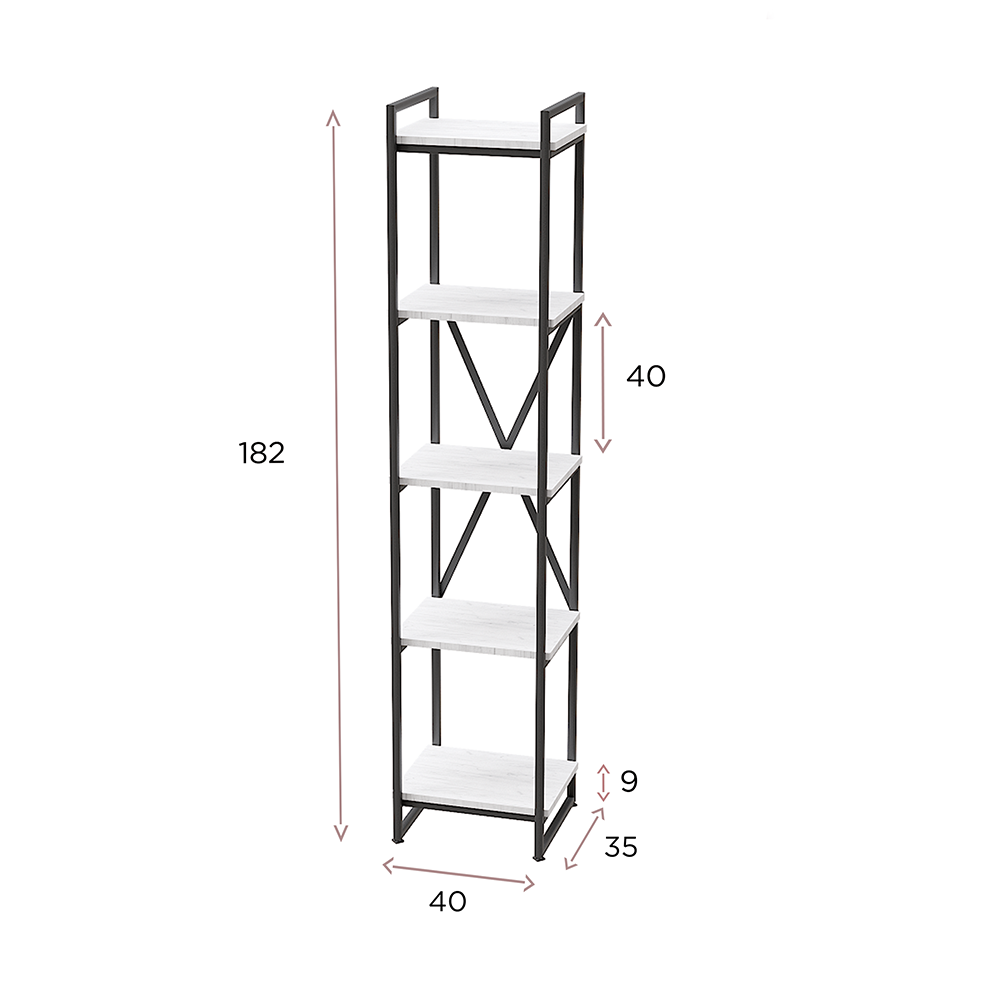 Стеллаж "Loft CH-2", 400х350х1820 мм, черный, белый крафт