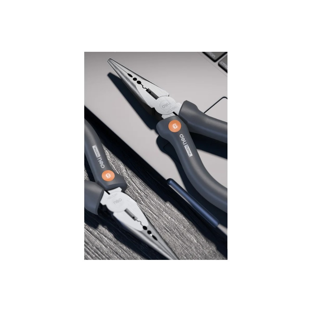 Длинногубцы Deli HS HT2106C, 160 мм, Soft Touch, оранжевый - 6