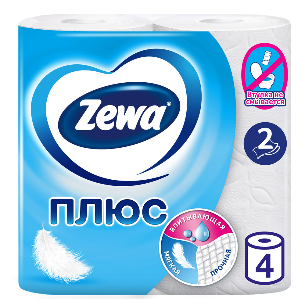 Бумага туалетная "Zewa Plus", 2 слоя, 4 рулона 261129 купить в Минске ...