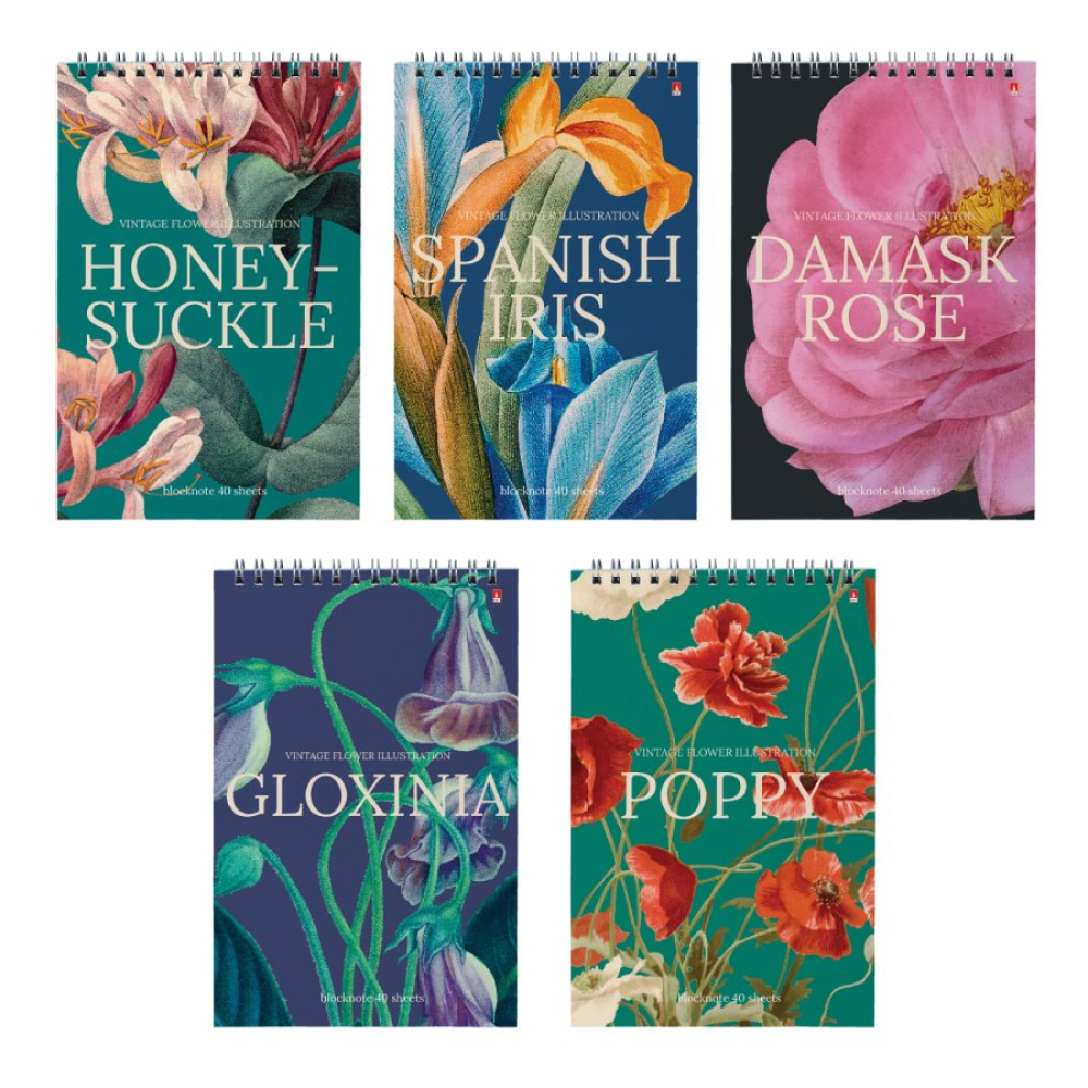 Блокнот "Цветы. Паттерн", A5, 40 листов, в клетку, ассорти