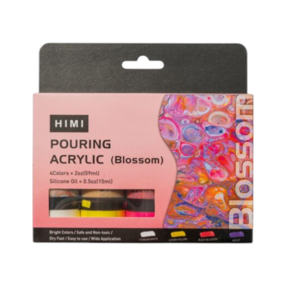 Краски акриловые для пуринга "HIMI", цвета сакуры, набор из 4 цветов, бутылки