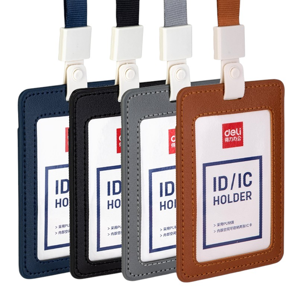 Бэдж для пропусков "Deli", 72х108 мм, вертикальный, серый