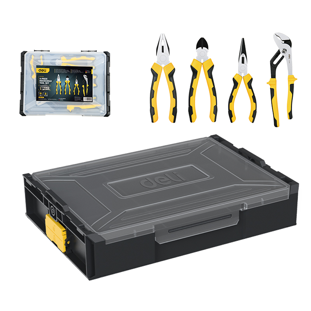 Набор инструментов "Deli", 4 предмета, кейс, желтый, черный