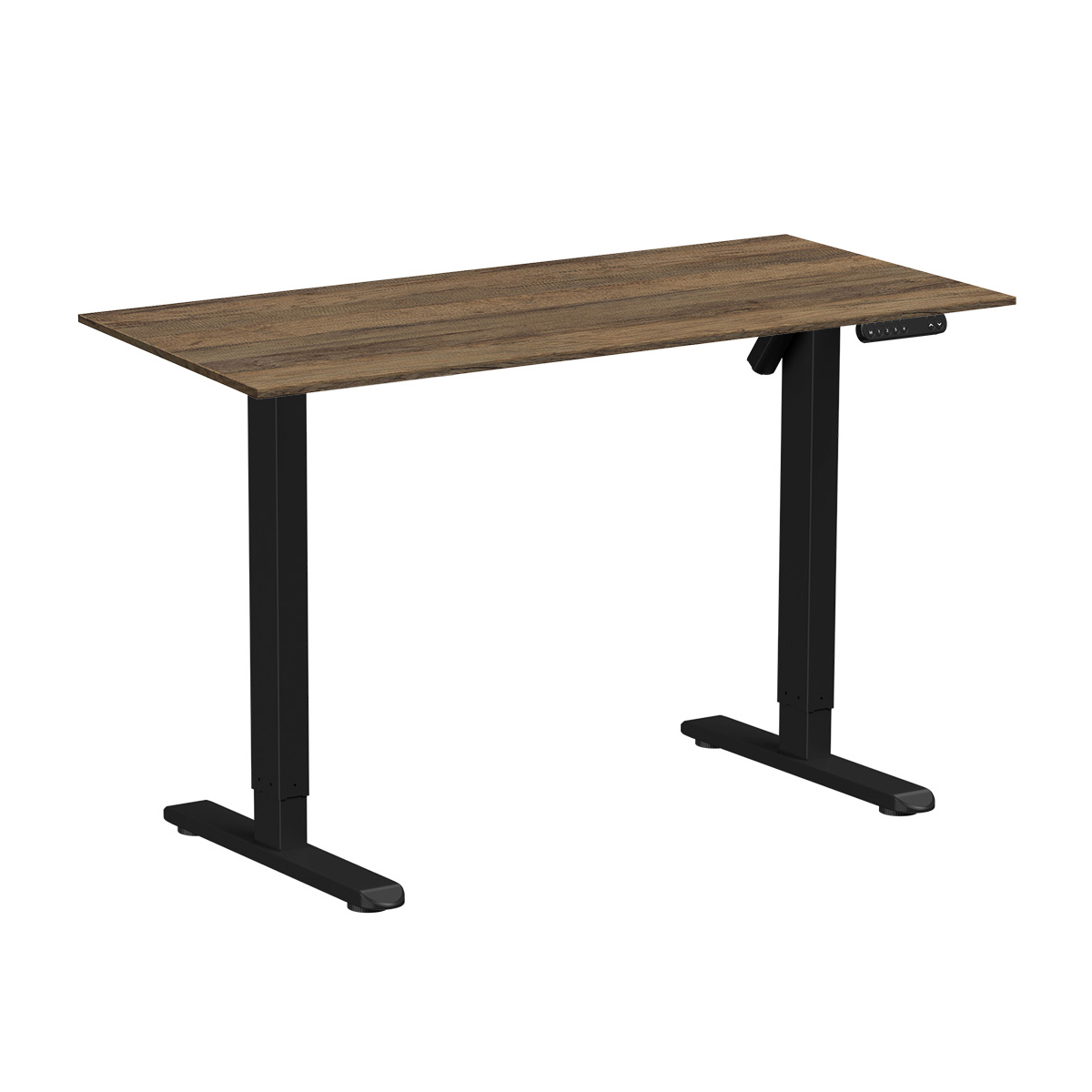 Стол с электроприводом WellDesk Basic 1300x675х18 черный/дуб санта-фе винтаж (9191456+9178196)