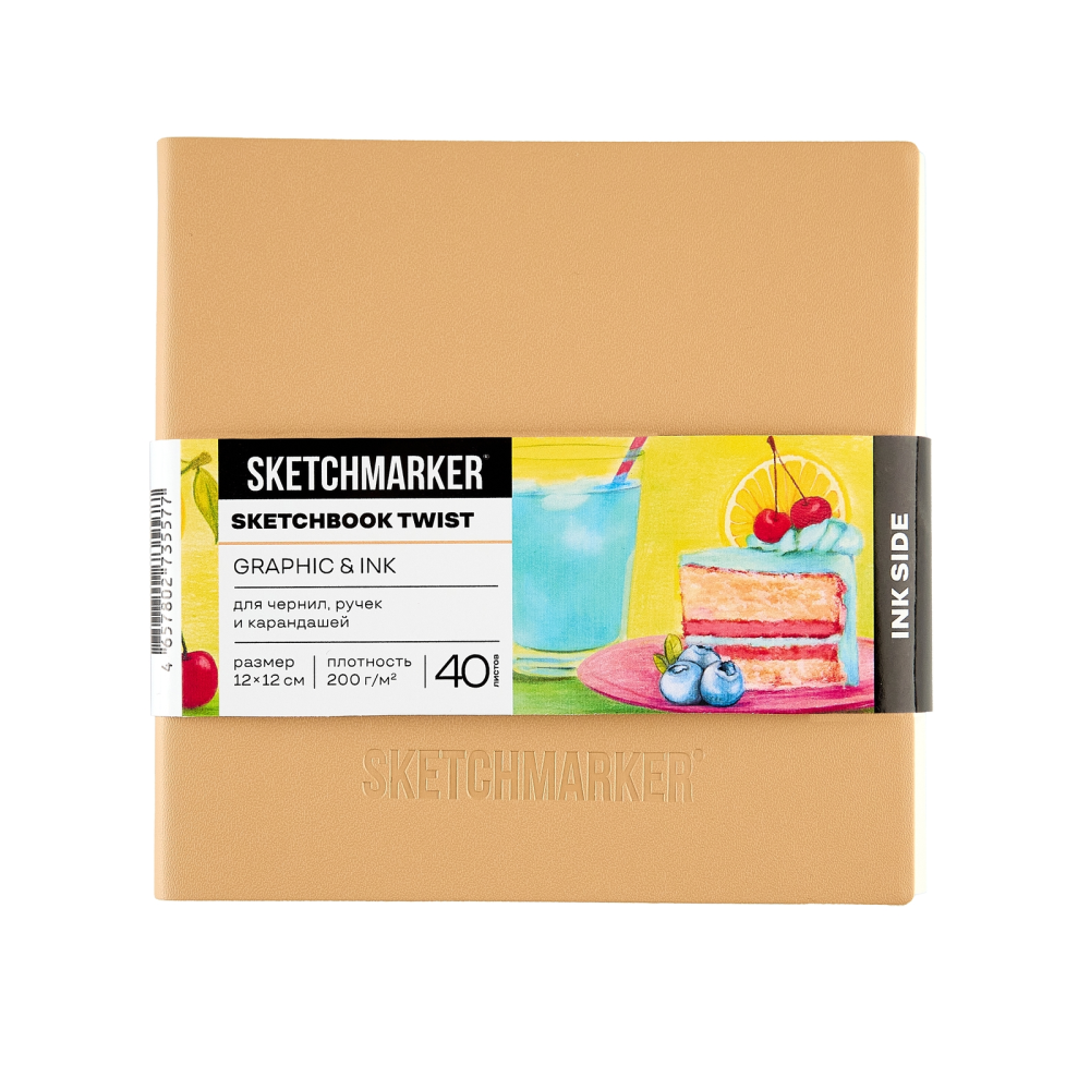 Скетчбук "Sketchmarker Graphic&Ink", 12х12 см, 100 листов, бумага кремовая, белая