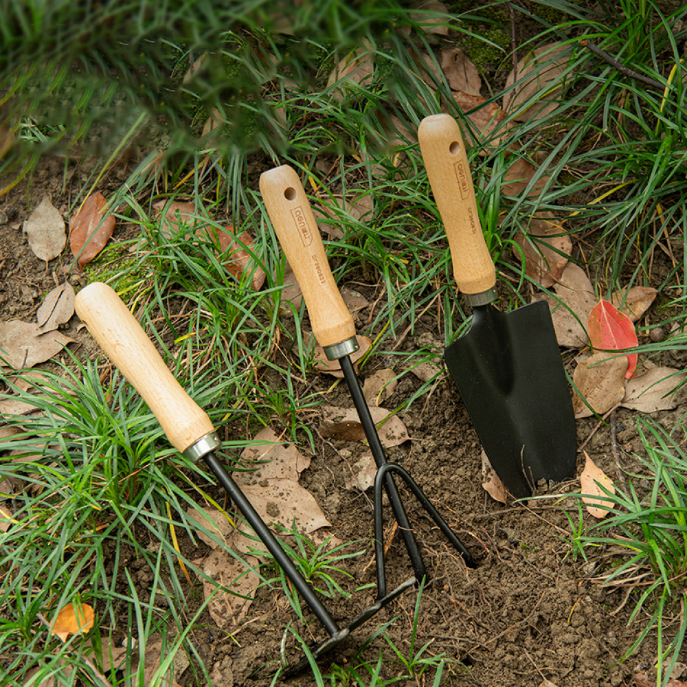 Набор садовых инструментов Deli GS DL580833, 310 мм, 3 шт., деревянная рукоятка - 3