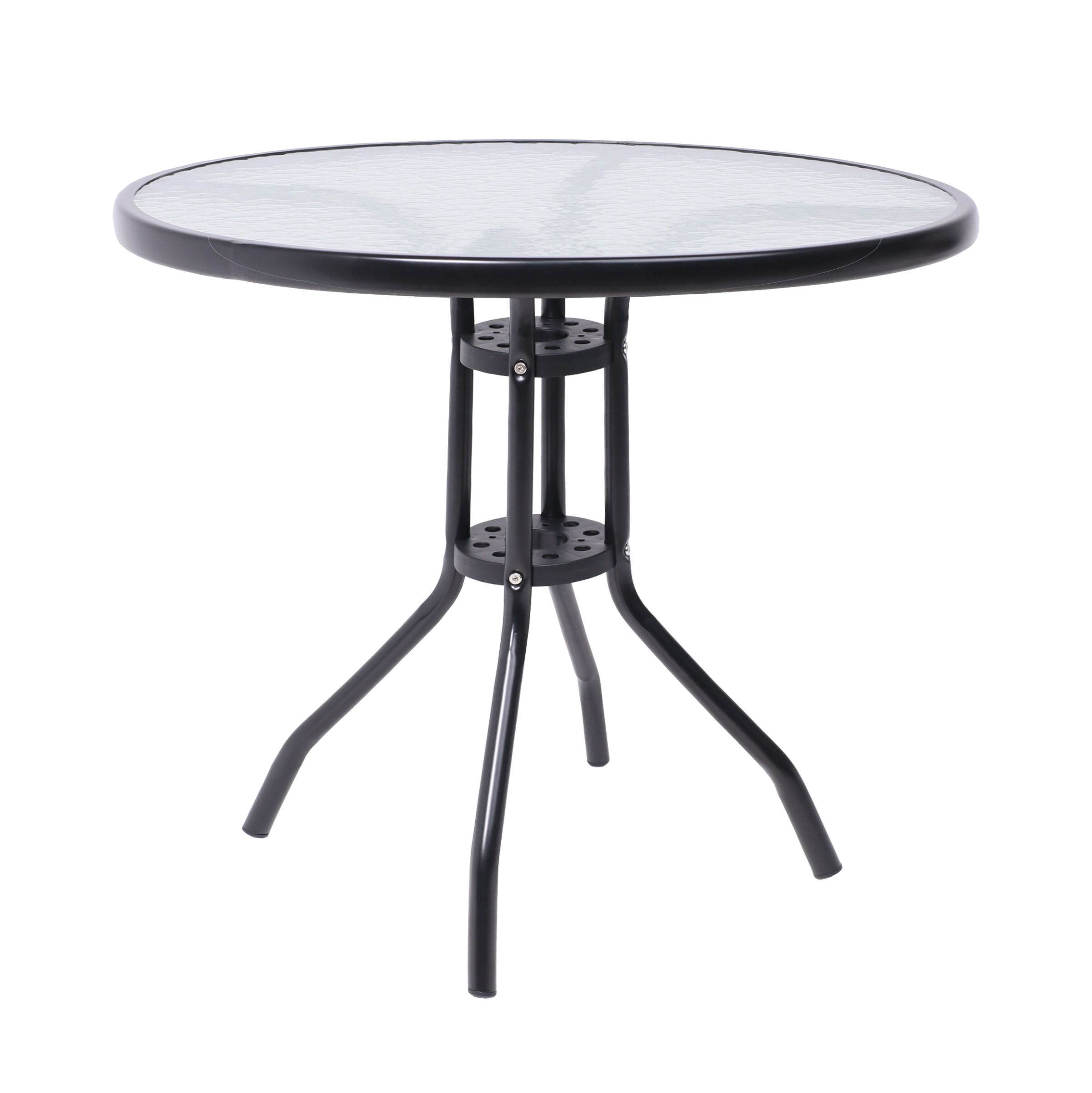 Стол садовый VERONA, 800х800х730 мм, сталь черная, закаленное стекло 5мм