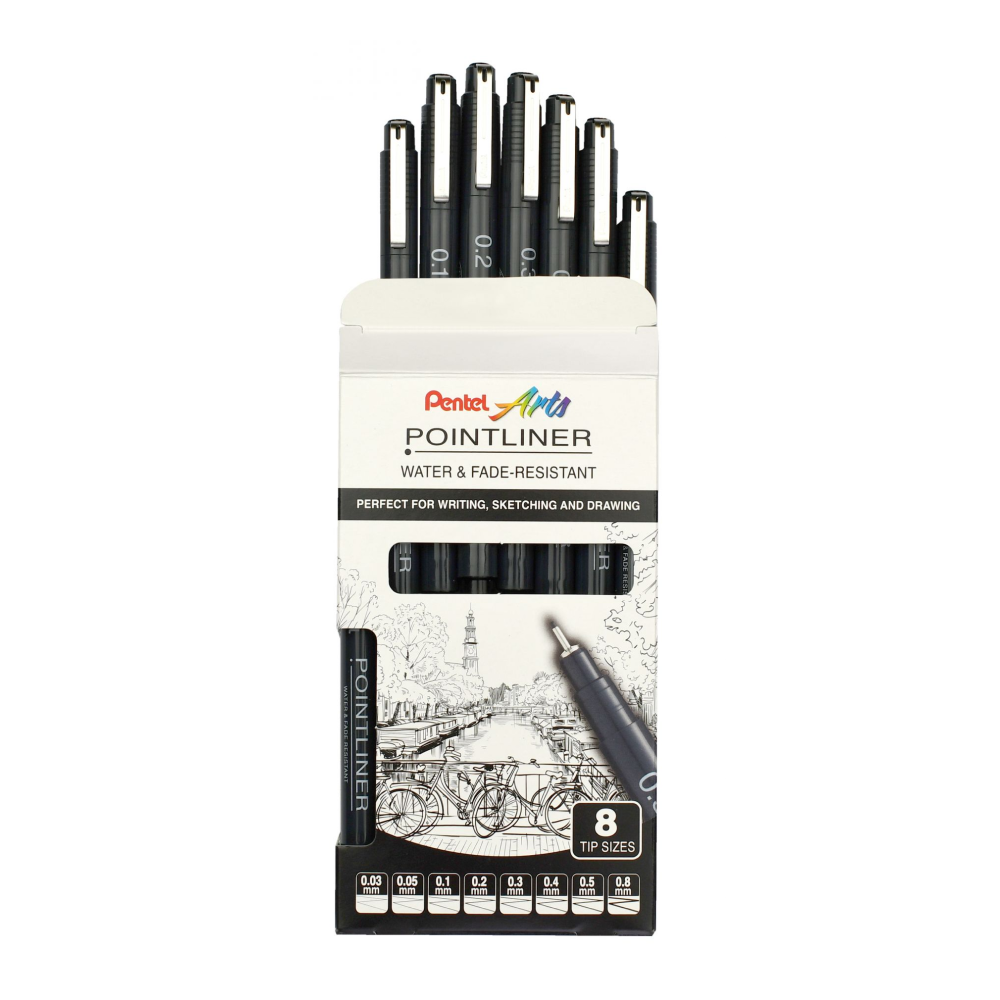 Набор ручек капиллярных "Pointliner", 8 шт, черный