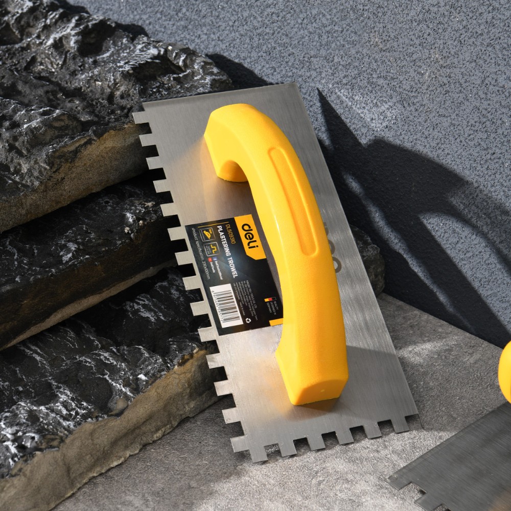 Кельма зубчатая Deli "EDL509310", 230х100 мм, желтый