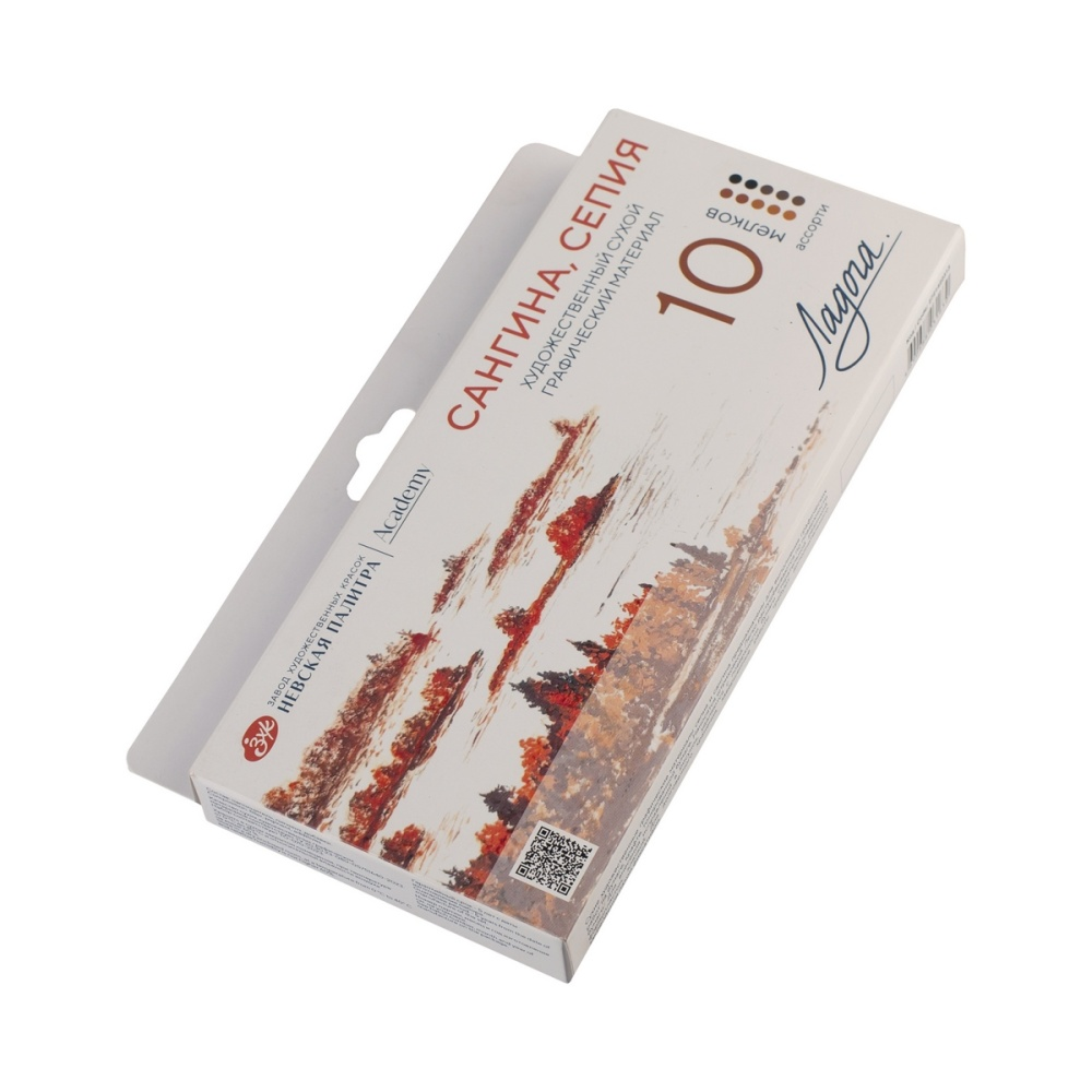 Сангина сепия "Ладога", набор мелков, 10 цветов