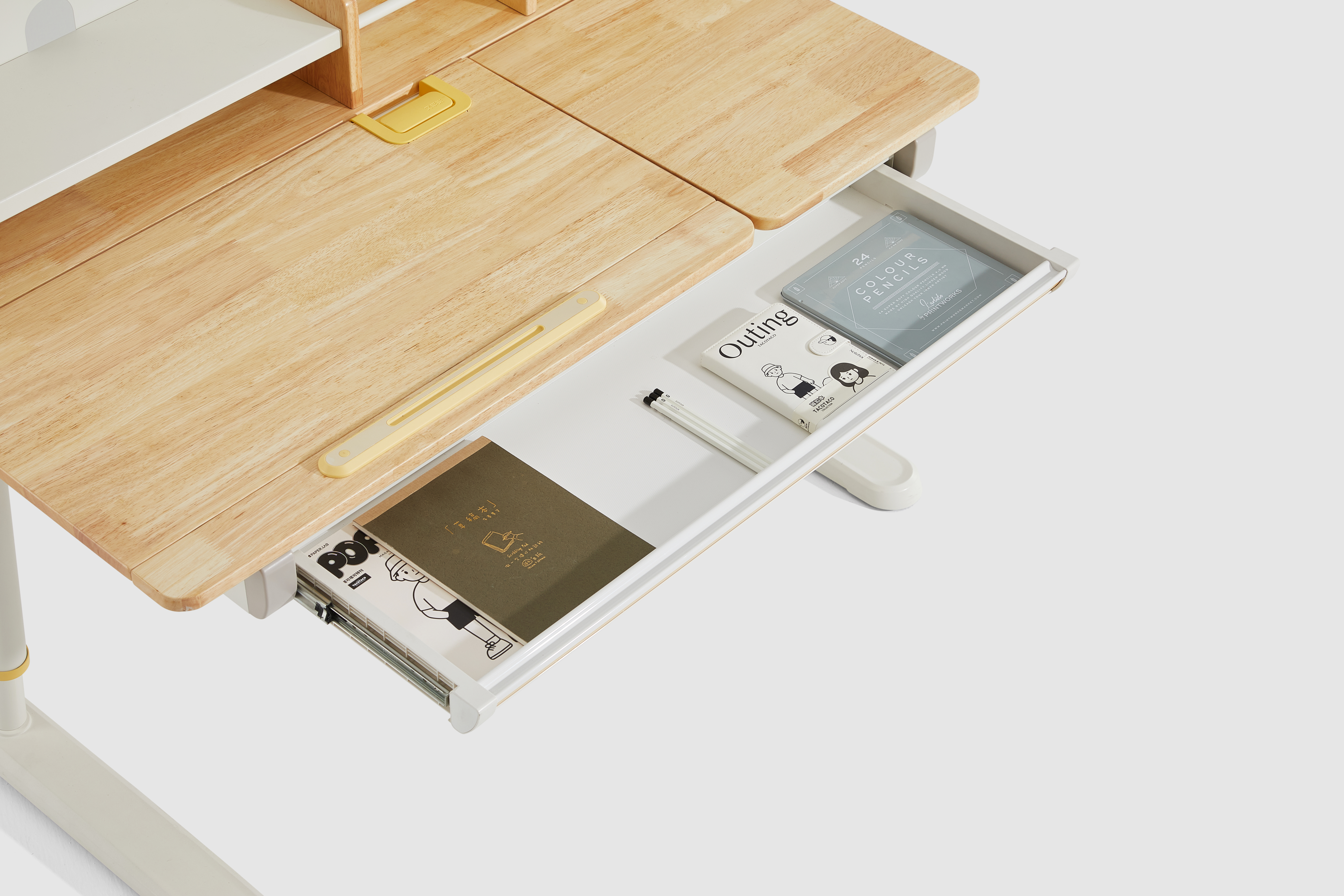 Стол Ergosmart регулируемый Galleon, 1200х700х(520-760) мм, гевея, с книжной полкой - 7