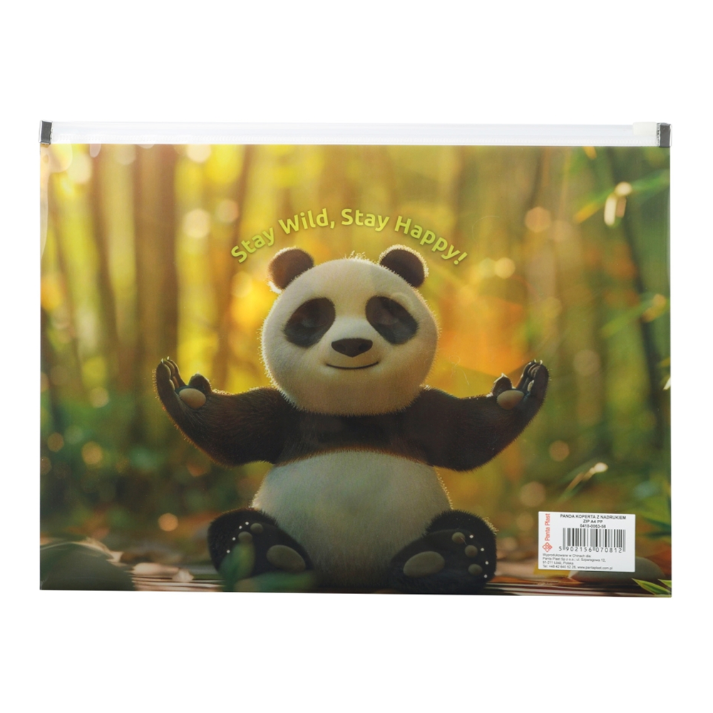 Папка-конверт на молнии "Panda", A4, разноцветный