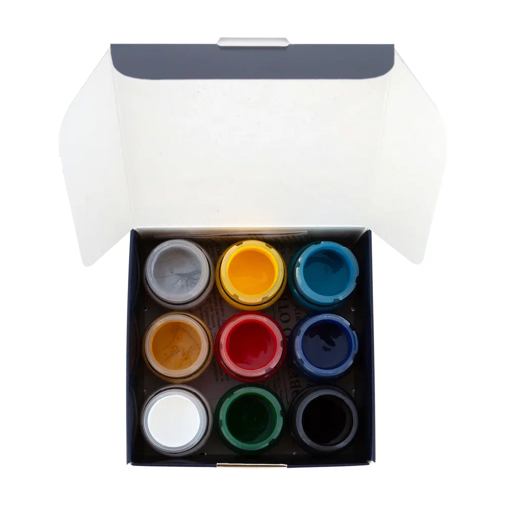 Краска акриловая по ткани "Декола", набор 9 цветов, 20 мл, банки - 5